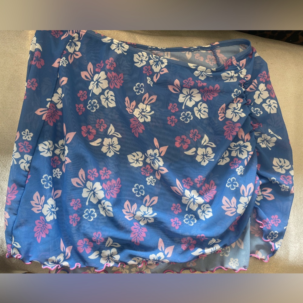 Floral Blue and Pink Girls Swim Cover
